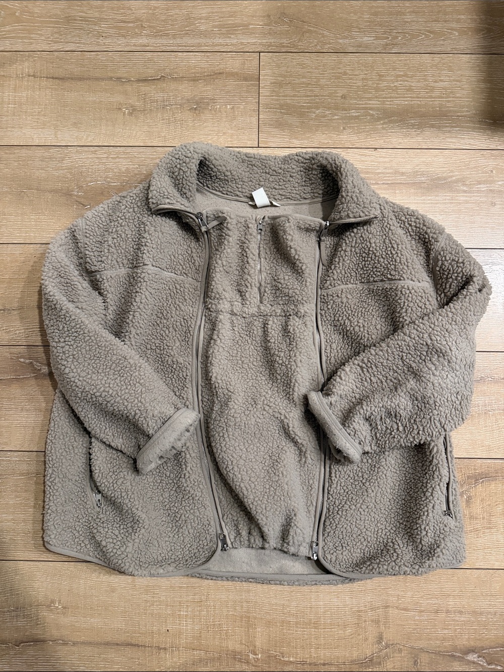 H&M Babywearing before and after Sherpa Teddy Jacket Large